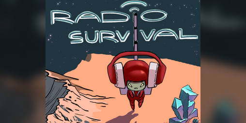 Radio Survival game cover with an alien explorer on a desert planet